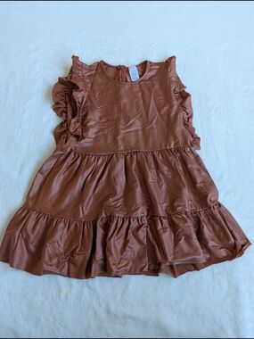 Little Mass Ruffle Sleeve Tiered Dress - Rust
